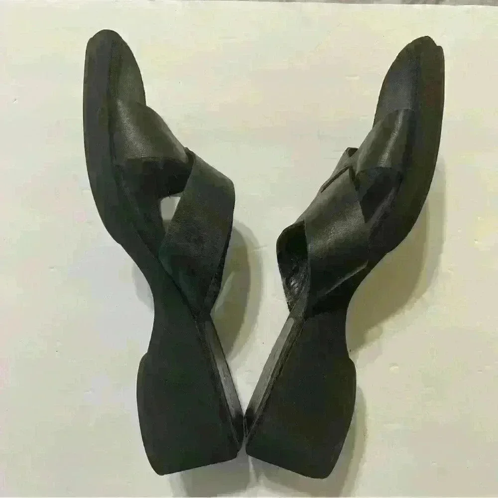 Easy Spirit Crossband Slip-on Sandal Black Size 9.5 Leather Upper - Picture 3 of 8